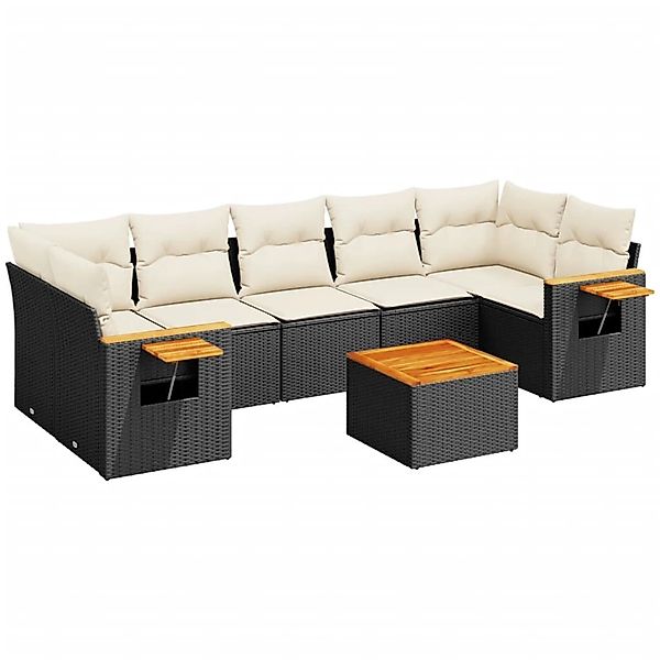 vidaXL 8-Tlg Garten-Sofagarnitur mit Kissen Schwarz Poly Rattan 3226651 günstig online kaufen