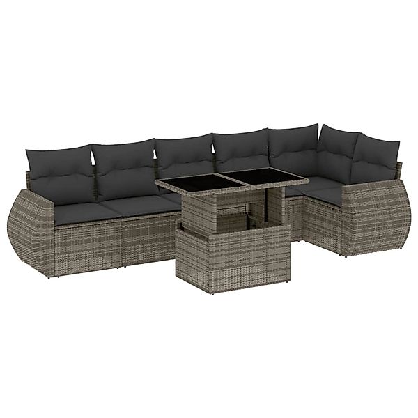 vidaXL 7-tlg Garten-Sofagarnitur mit Kissen Grau Poly Rattan Modell 172 günstig online kaufen