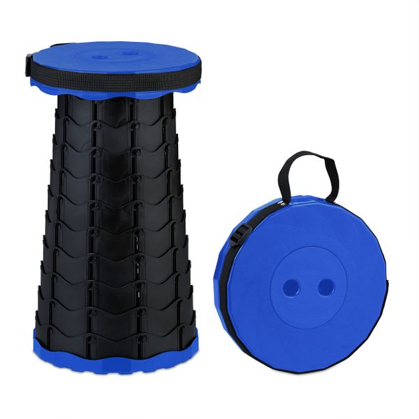relaxdays Campinghocker Teleskophocker Camping, Schwarz-Blau günstig online kaufen