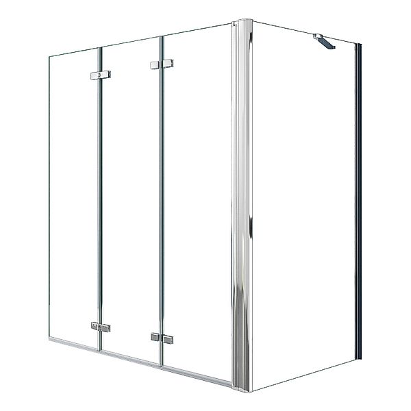AICA 130x140cm Badewanneaufsatz 3-tlg. Faltwand Duschwand mit 80cm Seitewan günstig online kaufen