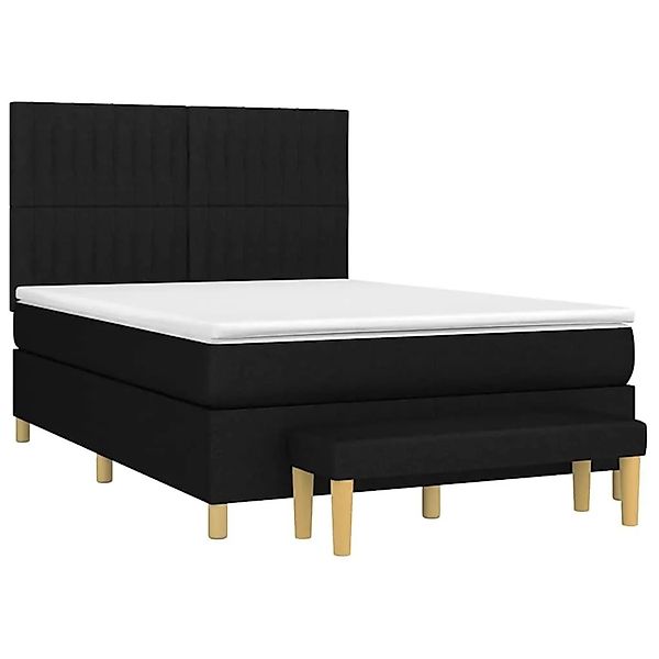 vidaXL Boxspringbett mit Matratze Schwarz 140x190 cm Stoff 3137311 günstig online kaufen