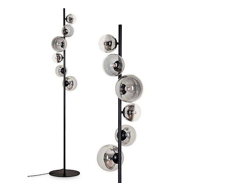 hofstein Stehlampe Stehlampe aus Metall/Glas in Schwarz/Rauchfarben/Klar, o günstig online kaufen