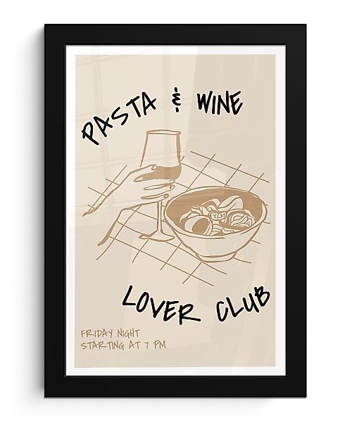MuchoWow Poster Nudeln - Wein - günstig online kaufen