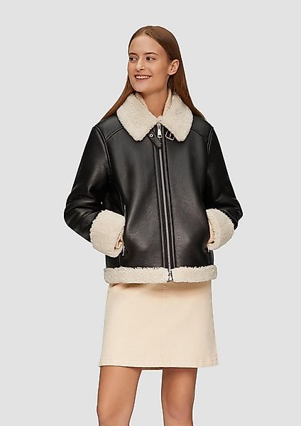 s.Oliver Winterjacke Outdoor-Jacke Jacke aus Lederimitat mit Teddyplüsch günstig online kaufen