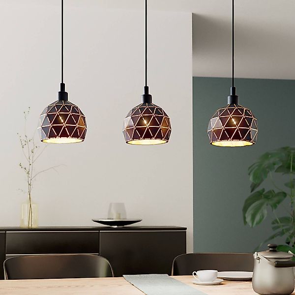 Hängelampe Roccaforte, schwarz/gold, Metall, 75 cm lang, E14 günstig online kaufen