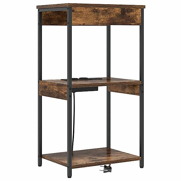 vidaXL Nachttisch mit Ladestation mit Regal Räuchereiche Holzwerkstoff 8595 günstig online kaufen