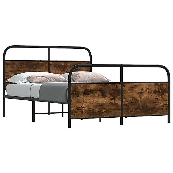 vidaXL Bett, Metallbett ohne Matratze Räuchereiche 140x200 cm günstig online kaufen