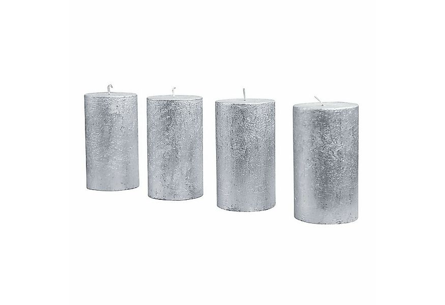 Mirabeau Stumpenkerze Kerze 4er Set Braga silber (4er Set, 4er Set), none günstig online kaufen