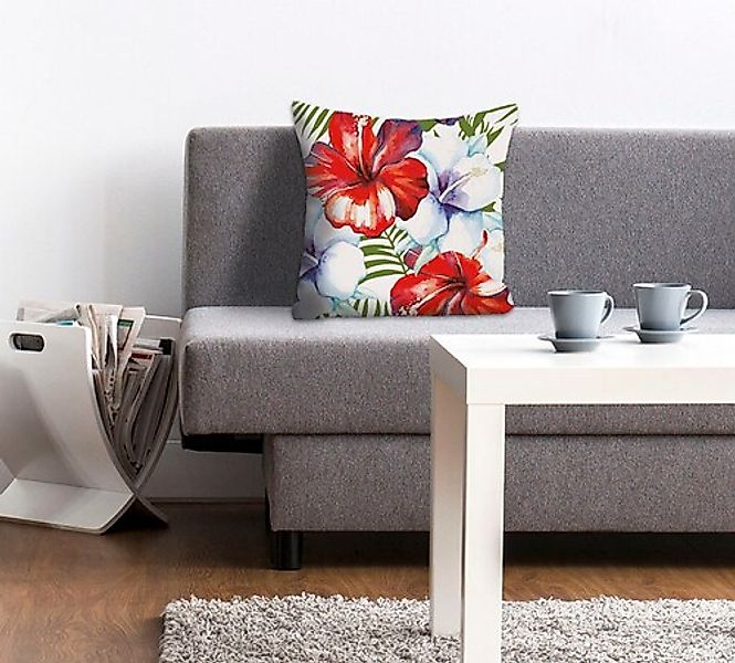 queence Dekokissen »Liam«, Kissenhülle,Hibiscusblüten,Florales Muster,Tropi günstig online kaufen