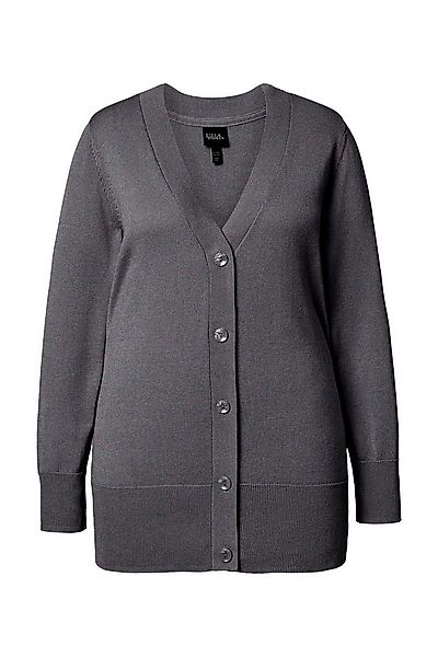 Ulla Popken Strickjacke Strickjacke V-Ausschnitt Knopfleiste Feinstrick günstig online kaufen