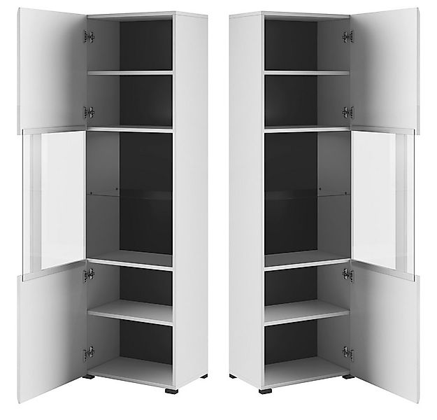 Lomadox Vitrine TURDA-83 weiß modern mit Absetzungen in schwarz, B/H/T: ca. günstig online kaufen