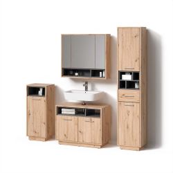 Livinity® Badmöbel-Set Temo, Artisan-Eiche/Anthrazit, 4 Teile günstig online kaufen