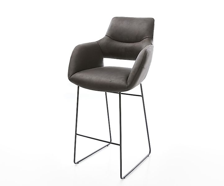 Barstuhl Yago-Flex Mikrofaser Anthrazit Vintage Kufengestell Metall Schwarz günstig online kaufen