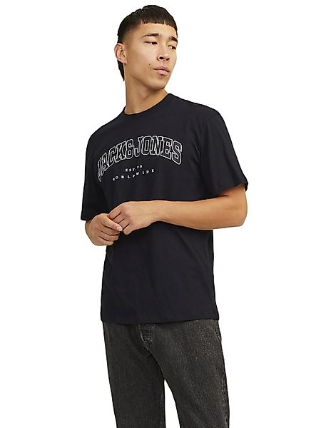Jack & Jones Herren Rundhals T-Shirt JJECALEB VARSITY - Relaxed Fit günstig online kaufen