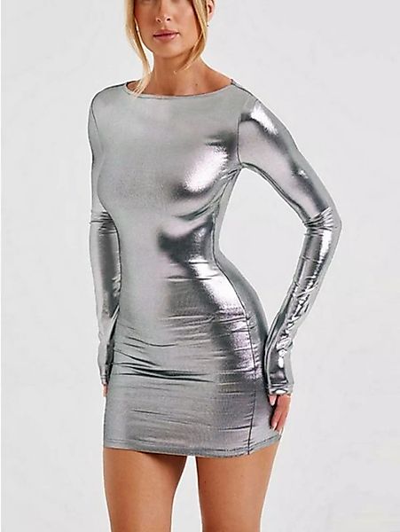 jalleria Dirndl Damen Öl Minikleid Bodycon Kleid Langarm Glossy Kleider günstig online kaufen