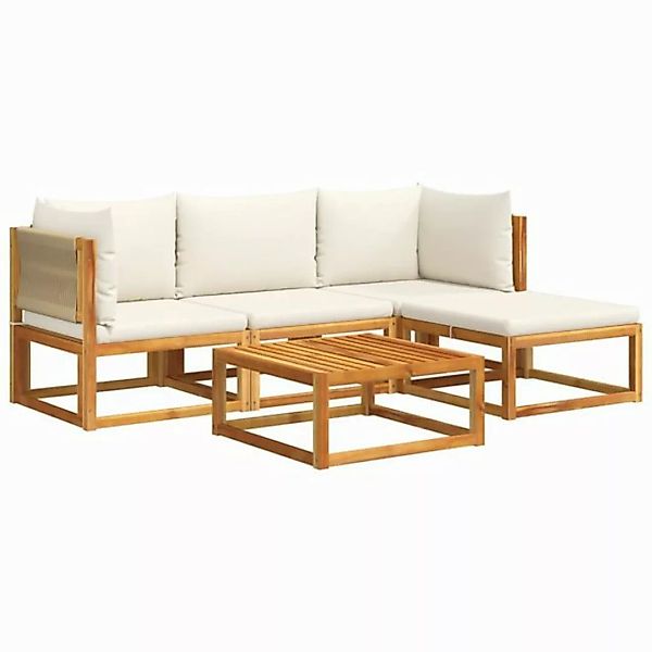 vidaXL Loungesofa 5-tlg. Garten-Sofagarnitur mit Kissen Massivholz, 1 Teile günstig online kaufen