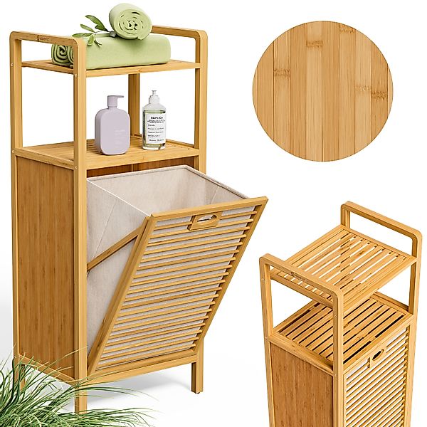 Badregal Wäschekorb Bambus 43L Wäschesack herausnehmbar günstig online kaufen