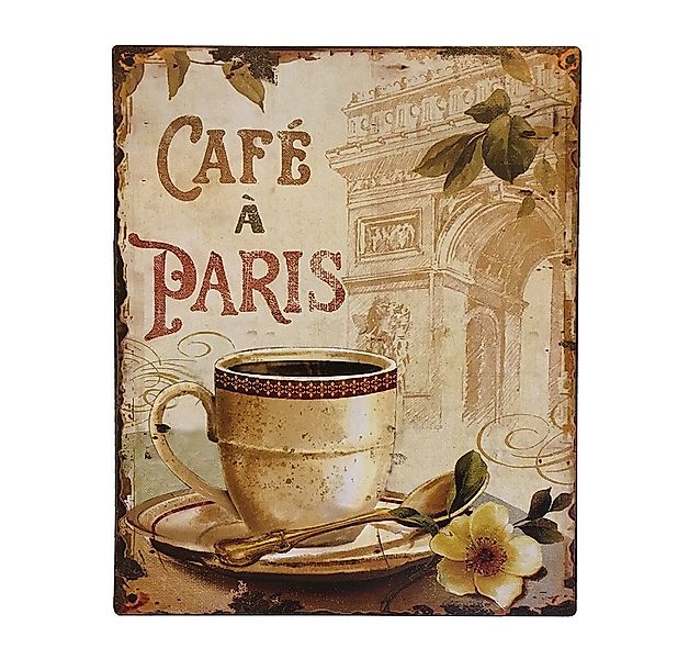 Blechschild CAFE A PARIS Retro Küche Vintage-Deko Nostalgie Dekoschild 20x2 günstig online kaufen