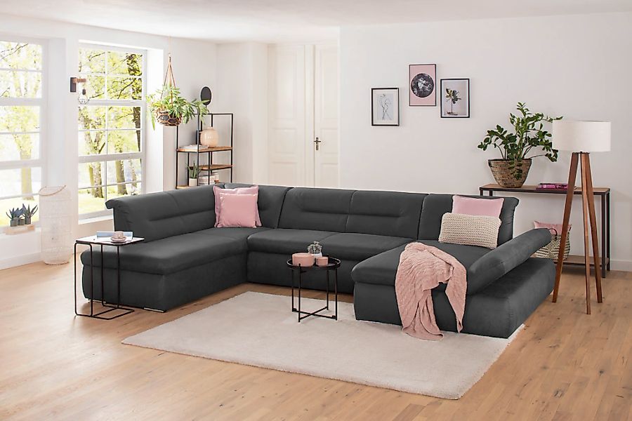 Home affaire Wohnlandschaft "Avesa U-Form" Wahlweise mit Armteilverstellung günstig online kaufen