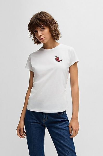 BOSS ORANGE T-Shirt Endora Premium Damenmode mit Raffungen, glitzerndes Bad günstig online kaufen