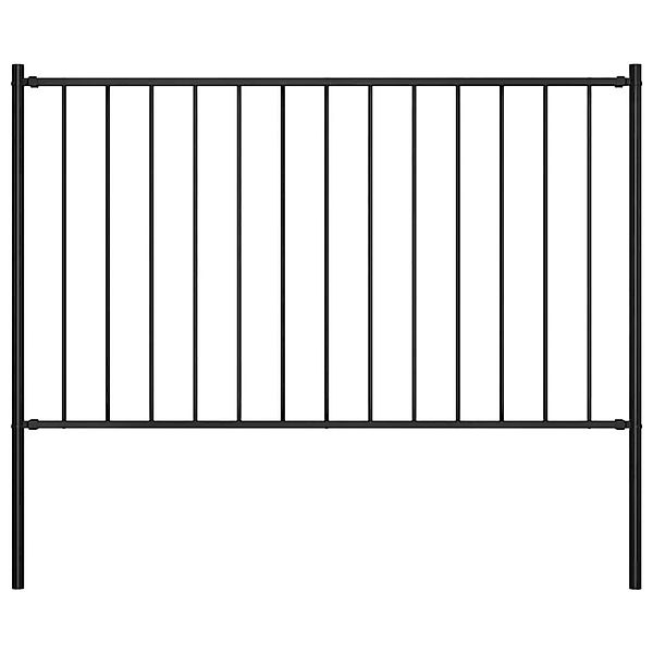 vidaXL Zaunelement mit Pfosten Pulverbeschichteter Stahl 1,81x1 m Schwarz 1 günstig online kaufen