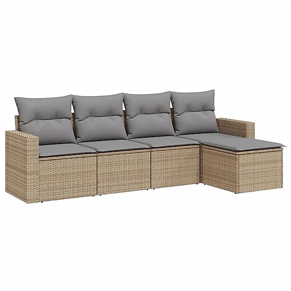 vidaXL 5-Tlg Garten-Sofagarnitur mit Kissen Beige Poly Rattan 3251226 günstig online kaufen