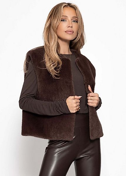 SASSYCLASSY Kurzweste Elegante Kunstfell Weste für Damen Weiche Weste mit H günstig online kaufen