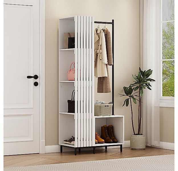 Vicco Garderoben-Set Zinto, Weiß, 80 x 187 cm mit 5 Ablagefächern, (1-St) günstig online kaufen