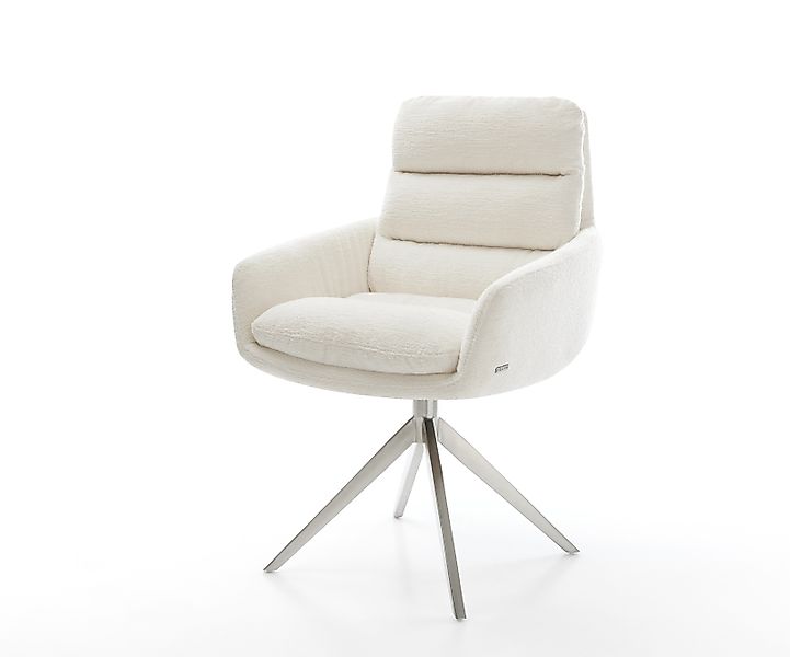 Drehstuhl Abelia-Flex mit Armlehnen Bouclé Soft Beige Kreuzgestell breit Ed günstig online kaufen