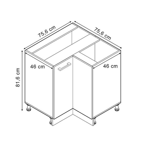 Vicco Eckunterschrank R-Line, Weiß Landhaus/Anthrazit, 75.6 günstig online kaufen