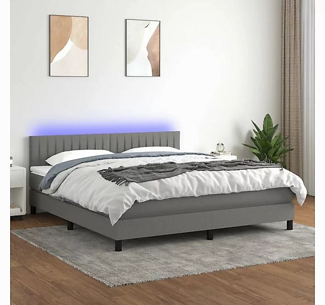 vidaXL Boxspringbett Boxspringbett mit Matratze LED Dunkelgrau 160x200 cm S günstig online kaufen