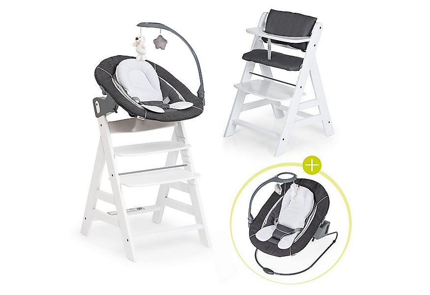 Hauck Hochstuhl Alpha Plus Weiß - Newborn Set Deluxe (Set, 4 St), Holz Baby günstig online kaufen