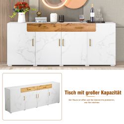 Merax Sideboard, Holz,Highboard,Anrichte,Kommode Marmoroptik,B: 208cm günstig online kaufen