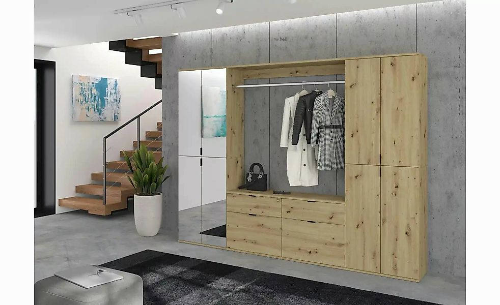 Garderoben-Set  Projekt X ¦ holzfarben ¦ Maße (cm): B: 243 H: 193 Garderobe günstig online kaufen
