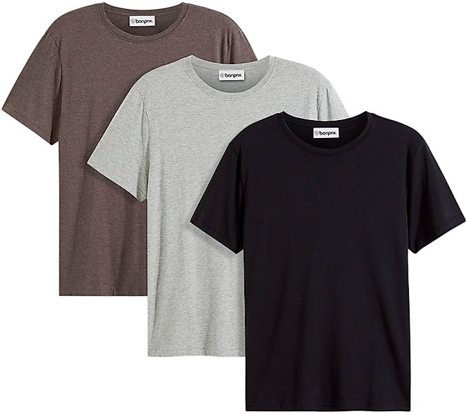 bonprix T-Shirt (Packung, 3-tlg) bequemer Regular Fit, Rundhalsausschnitt, günstig online kaufen