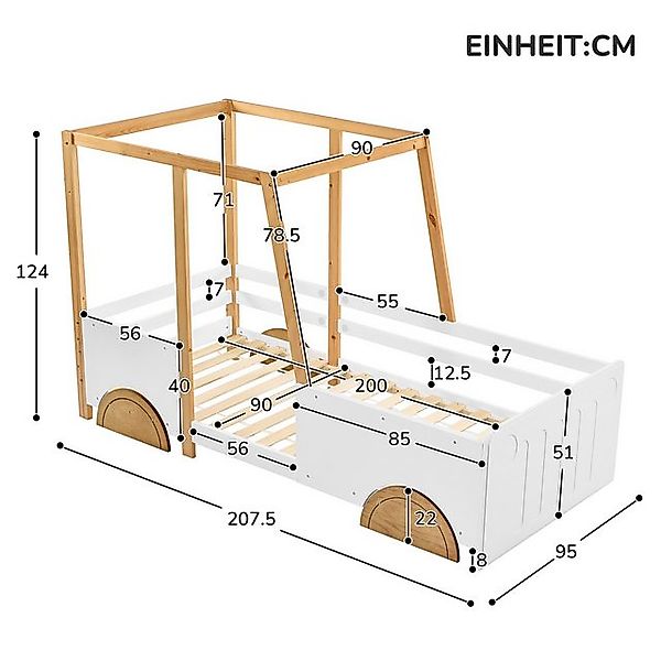 TavilaEcon Autobett Jeep-Bett Kinderbett Einzelbett mit MDF-Rädern, Rahmen günstig online kaufen