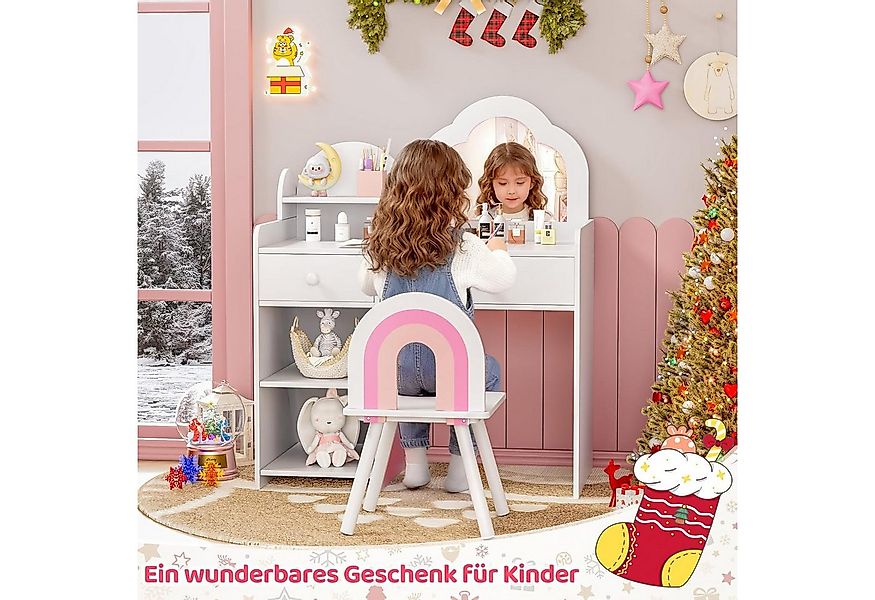 TLGREEN Schminktisch, Kinder Schminktisch mit Spiegel und Stuhl (Mädchen Sc günstig online kaufen