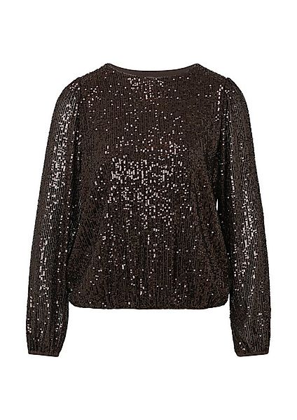 comma Langarmbluse Bluse Bluse mit Pailletten und Elastikbündchen günstig online kaufen