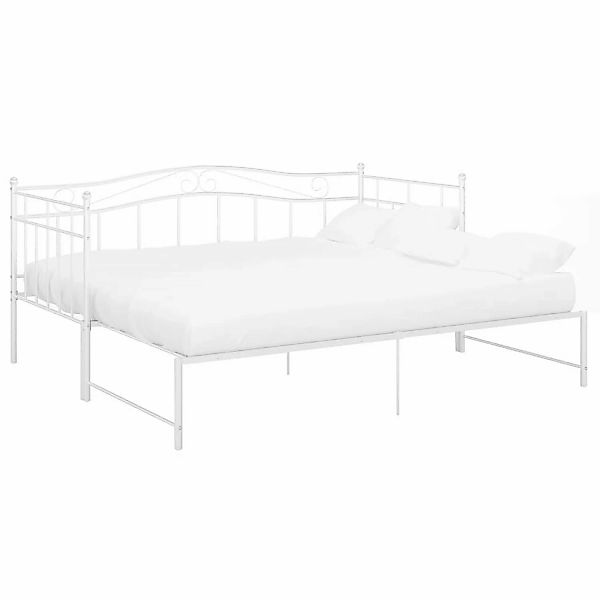 vidaXL Gästebett Ausziehsofa Bettgestell Weiß Metall 90x200 cm Einzelbett B günstig online kaufen