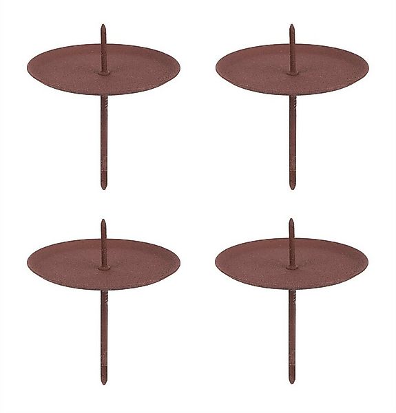 BigDean Kerzenständer 4x Kerzenhalter Adventskranz Rost Braun Ø 6cm Kerzent günstig online kaufen