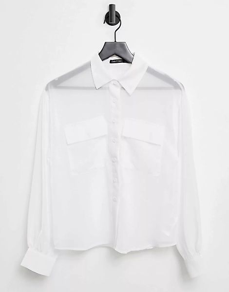 I Saw It First – Transparentes Utility-Hemd mit Taschendetail in Weiß günstig online kaufen