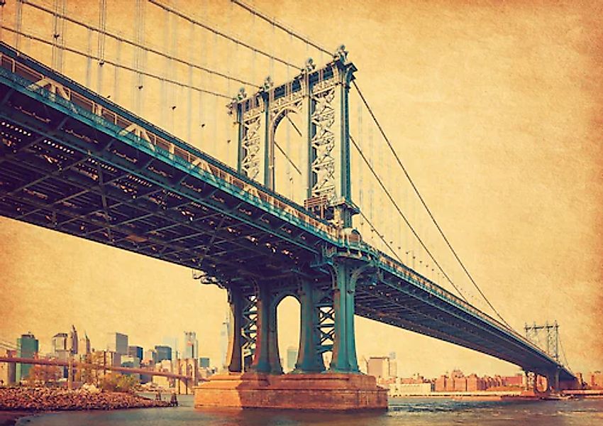 Papermoon Fototapete »BROOKLYN BRIDGE-RETRO NEW YORK MANHATTAN BRÜCKE VINTA günstig online kaufen