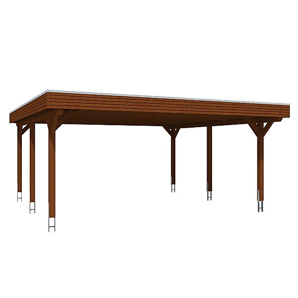 Skan Holz Carport Spessart 611 x 604 cm Nuss günstig online kaufen