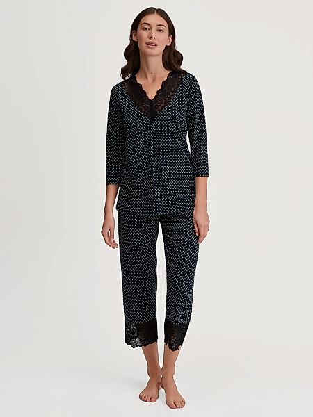 CALIDA Capri-Pyjama "Deep Dreams", (2 tlg.), 7/8-Länge, gepunktet, Spitze, günstig online kaufen