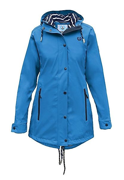 MADSea Regenjacke Friesennerz Blau wetterfest mit gestreiftem Innenfutter günstig online kaufen