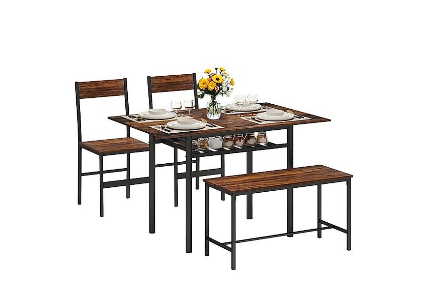 Puluomis Essgruppe Klappbarer Esstisch mit 2 Stühlen und Bank 120x75 cm, Kl günstig online kaufen