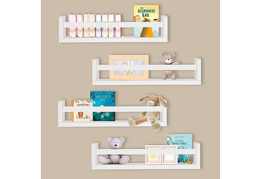 ONVAYA Wandregal Massivholz ǀ Naturholz oder Weiß ǀ 4er-Set aus Holz günstig online kaufen