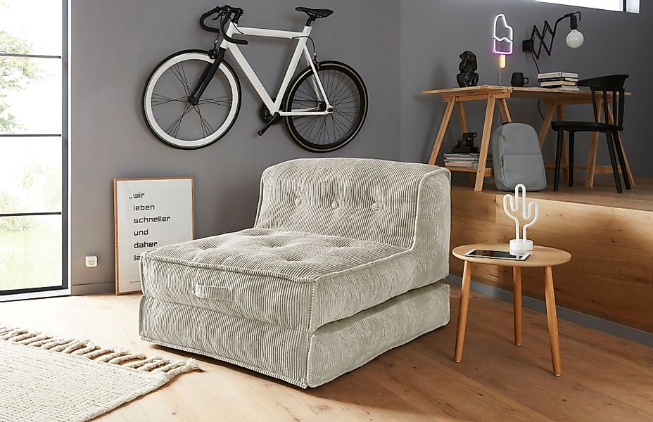 INOSIGN Sessel "Pia" Loungesessel aus Cord, in 2 Größen, Pouf-Funktion. günstig online kaufen