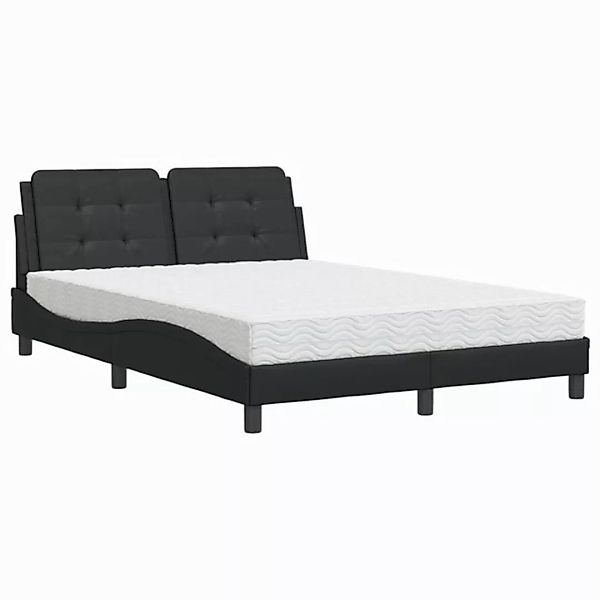 vidaXL Bettgestell, Bett mit Matratze Schwarz 140x190 cm Kunstleder günstig online kaufen