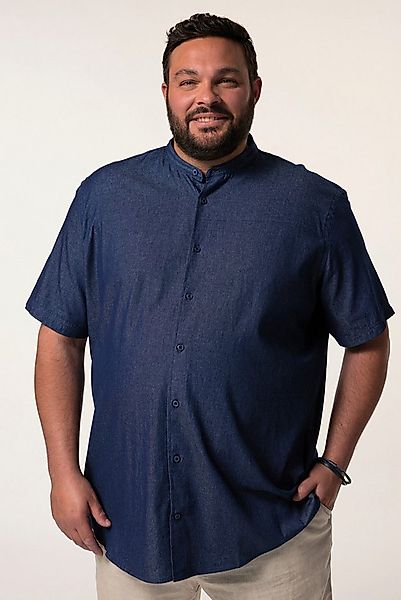 Men Plus Kurzarmhemd Jeansoptik-Hemd Halbarm Stehkragen Comfort Fit günstig online kaufen